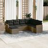 vidaXL Salon de jardin avec coussins 7 pcs gris r&eacute;sine tress&eacute;e