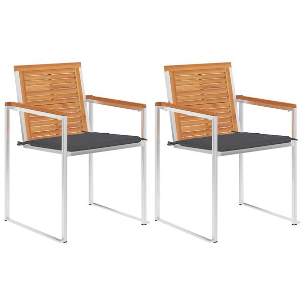 vidaXL Chaises de jardin avec coussins lot de 2 Acacia solide et acier