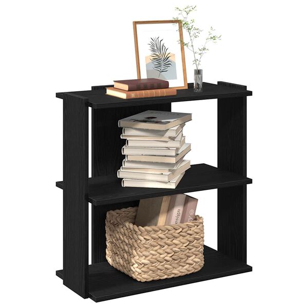vidaXL Biblioth&egrave;que &agrave; 3 niveaux noir 60x30x80 cm bois d'ing&eacute;nierie