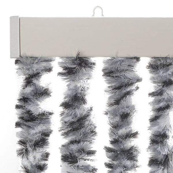 vidaXL Rideau anti-mouches gris et noir et blanc 56x185 cm chenille