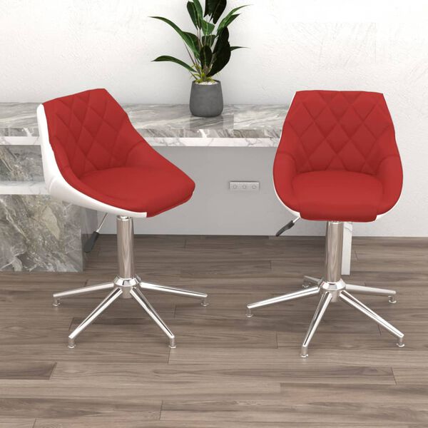 vidaXL Chaises &agrave; manger pivotantes lot de 2 bordeaux/blanc similicuir