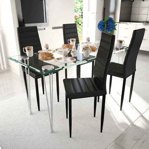 vidaXL Chaises &agrave; manger lot de 4 noir similicuir