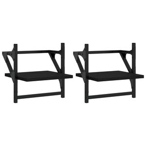 vidaXL &Eacute;tag&egrave;res murales avec barres 2 pcs noir 30x25x30 cm