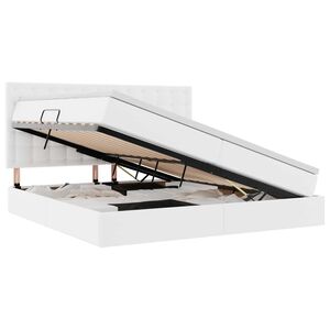vidaXL Lit avec bandes LED Blanc pur 200 x 200 cm Simili cuir