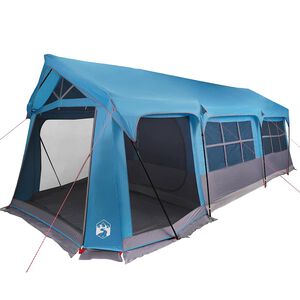 vidaXL Tente familiale Bleu et gris 620 x 322 x 240 cm Polyester