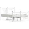 vidaXL Cadre de lit m&eacute;tal sans matelas et pied de lit blanc 120x200 cm