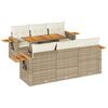 vidaXL Salon de jardin avec coussins 7 pcs beige r&eacute;sine tress&eacute;e acacia
