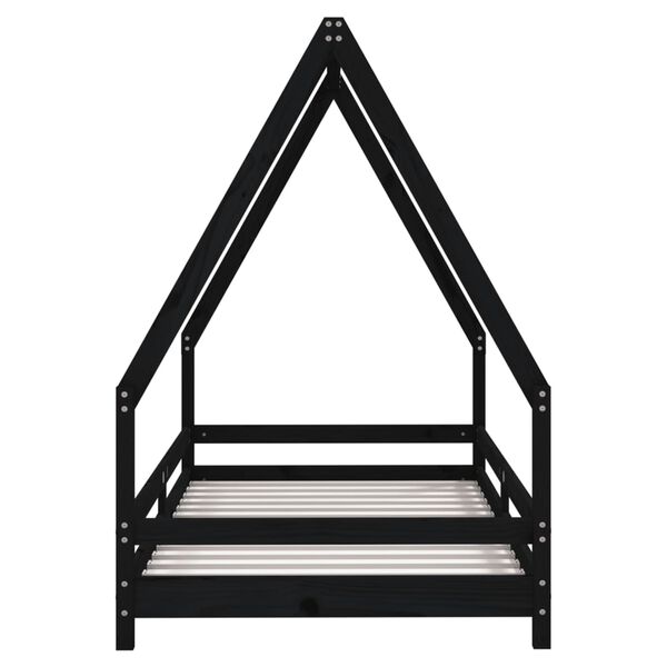 vidaXL Cadre de lit pour enfants noir 90x190 cm bois de pin massif