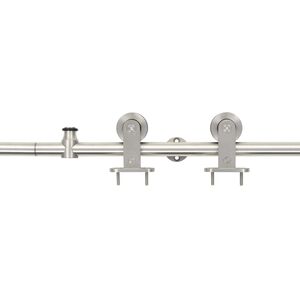 vidaXL Kit fixation porte coulissante 183 cm Acier inoxydable Argent&eacute;