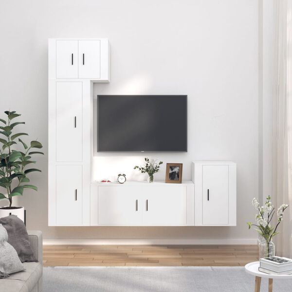 vidaXL Ensemble de meubles TV 5 pcs Blanc Bois d'ing&eacute;nierie