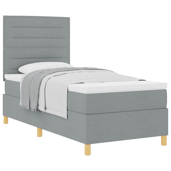 vidaXL Lit &agrave; ressorts avec matelas Gris clair 90 x 200 cm tissu