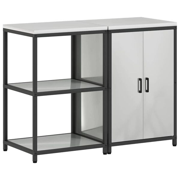 vidaXL Ensemble de rangement cuisine 2 pcs Argent&eacute; Acier galvanis&eacute;