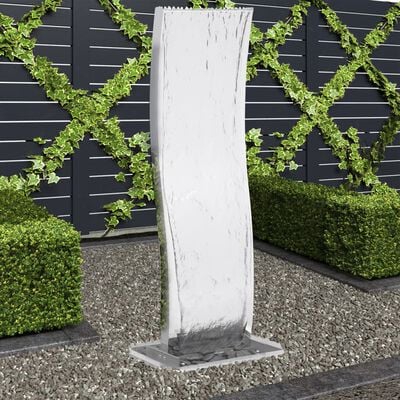 vidaXL Fontaine de jardin avec pompe Acier inoxydable 130 cm Courbé