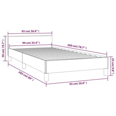 vidaXL Cadre de lit avec tête de lit Noir 90x200 cm Tissu