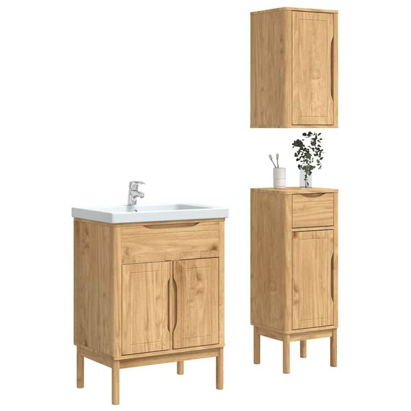 vidaXL Ensemble de mobilier de salle de bain FLORO 3 pcs Cire marron