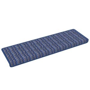 vidaXL Tapis d'escalier auto-adh&eacute;sifs Ray&eacute; 15 pcs Bleu 65 x 21 x 4 cm