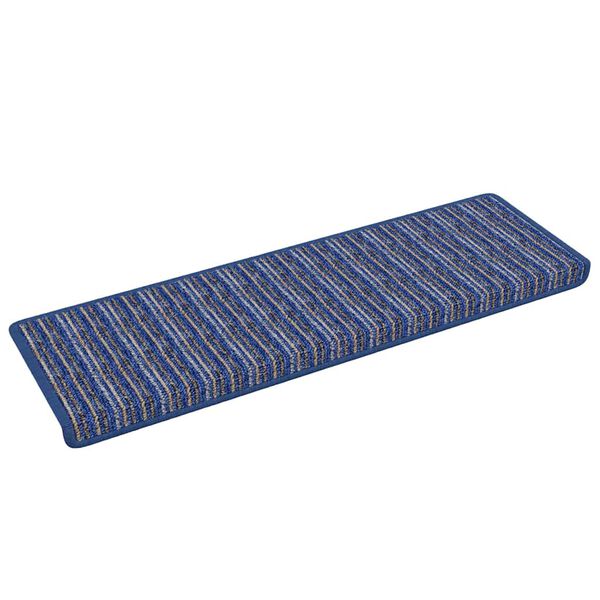 vidaXL Tapis d'escalier auto-adh&eacute;sifs Ray&eacute; 15 pcs Bleu 65 x 21 x 4 cm