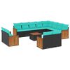vidaXL Ensemble de canap&eacute; de jardin 13 pcs avec coussins noir r&eacute;sine tress&eacute;e