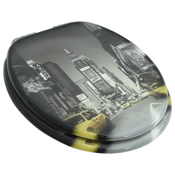 vidaXL Siège WC MDF Couvercle à fermeture en douceur Design New York