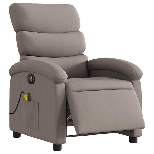 vidaXL Fauteuil de massage inclinable &eacute;lectrique Taupe Tissu