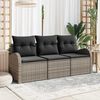 vidaXL Ensemble de canap&eacute; de jardin avec coussin 3 pcs Gris Poly rotin