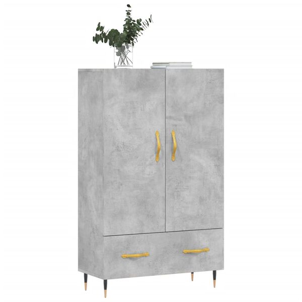 vidaXL Buffet haut gris b&eacute;ton 69,5x31x115 cm bois d'ing&eacute;nierie