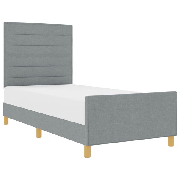 vidaXL Cadre de lit avec t&ecirc;te de lit Gris clair 100 x 200 cm tissu