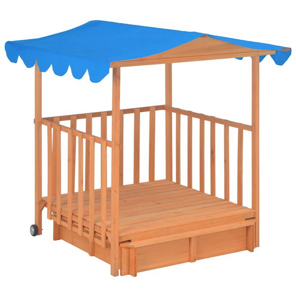 vidaXL Maison de jeu d'enfants et bac à sable Bois de sapin Bleu UV50