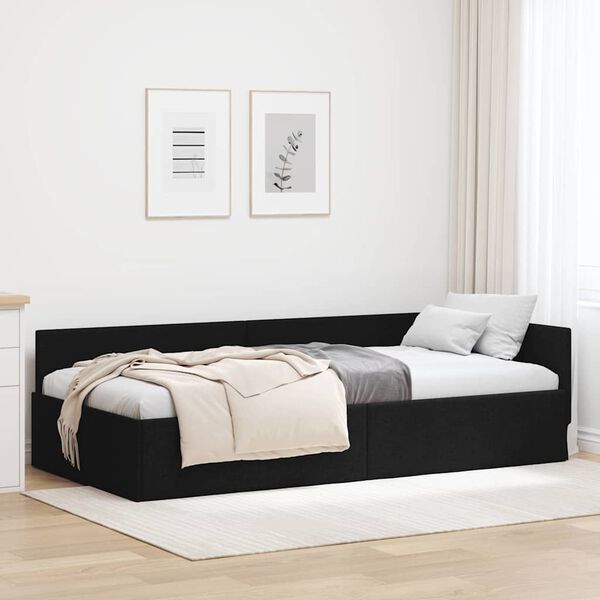 vidaXL Cadre de lit d'angle Noir 100 cm x 200 cm Velours