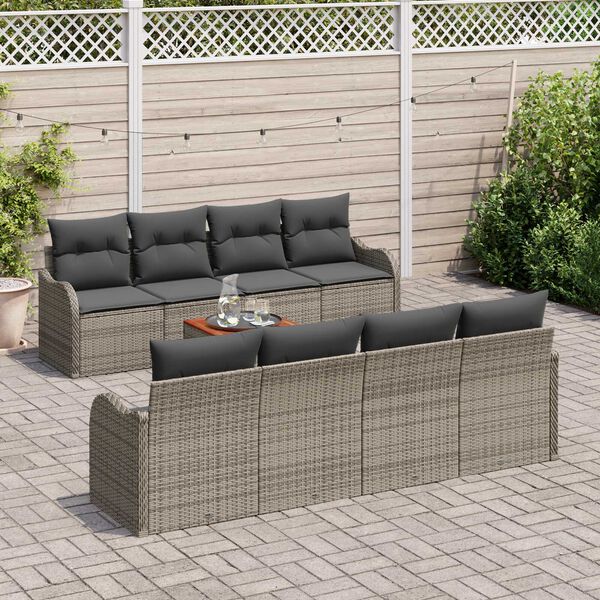 vidaXL Ensemble de canap&eacute; de jardin avec stockage 9 pcs Gris polyrotin