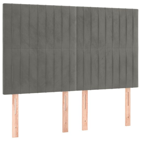 vidaXL T&ecirc;te de lit &agrave; LED Gris clair 144x5x118/128 cm Velours