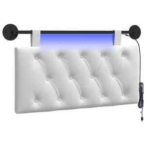vidaXL T&ecirc;te de lit suspendue Avec lumi&egrave;re LED Blanc Tissu
