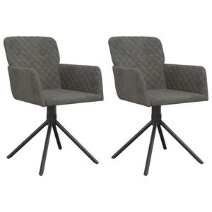 vidaXL Chaises pivotantes &agrave; manger lot de 2 Gris fonc&eacute; Velours