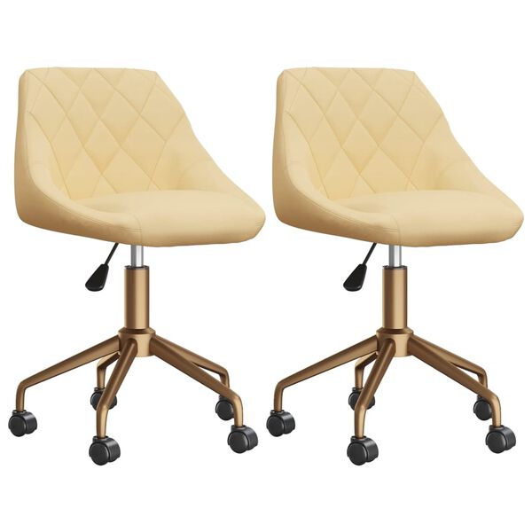 vidaXL Chaises pivotantes &agrave; manger lot de 2 cr&egrave;me velours