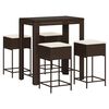 vidaXL Ensemble de bar de jardin avec coussins 5 pcs marron poly rotin