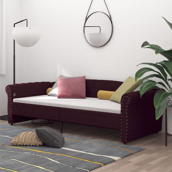 vidaXL Lit avec &eacute;clairage USB Violet Tissu 90x200 cm