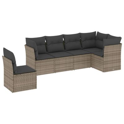 vidaXL Salon de jardin 6 pcs avec coussins gris résine tressée