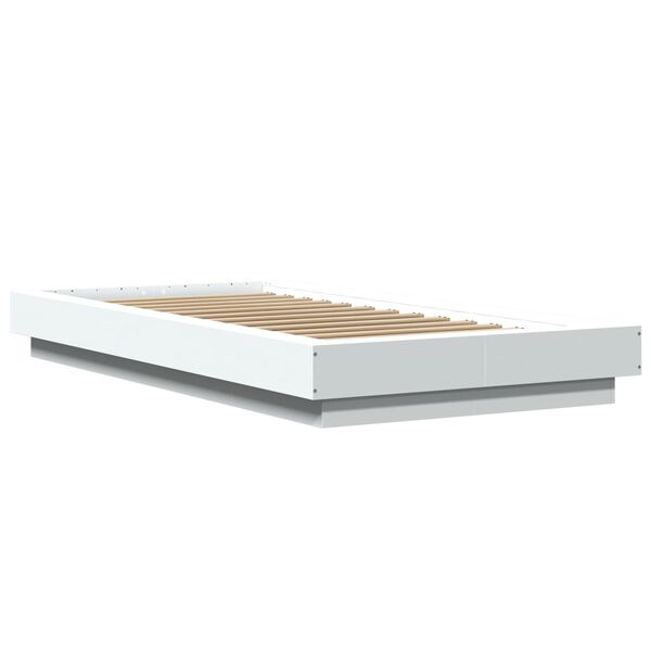 vidaXL Cadre de lit avec lumières LED sans matelas blanc 90x190 cm