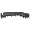 vidaXL Salon de jardin 11 pcs avec coussins Noir Bois de pin solide