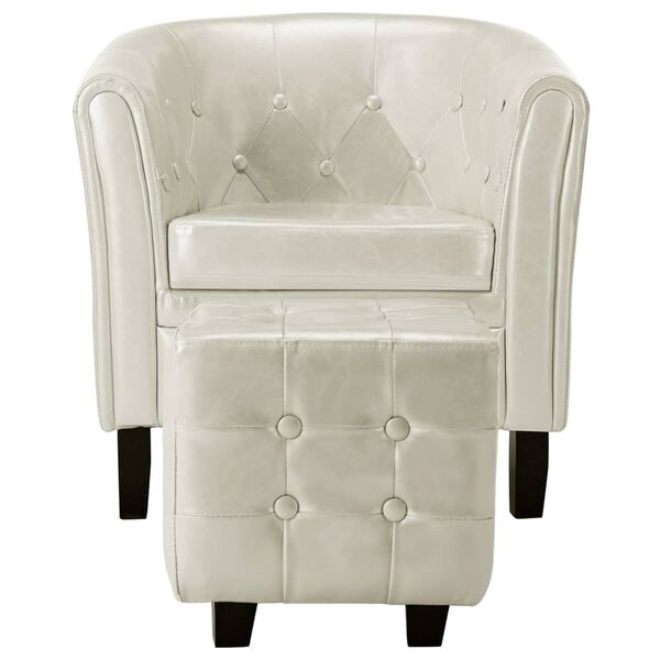 vidaXL Chaise cabriolet avec repose-pied blanc similicuir