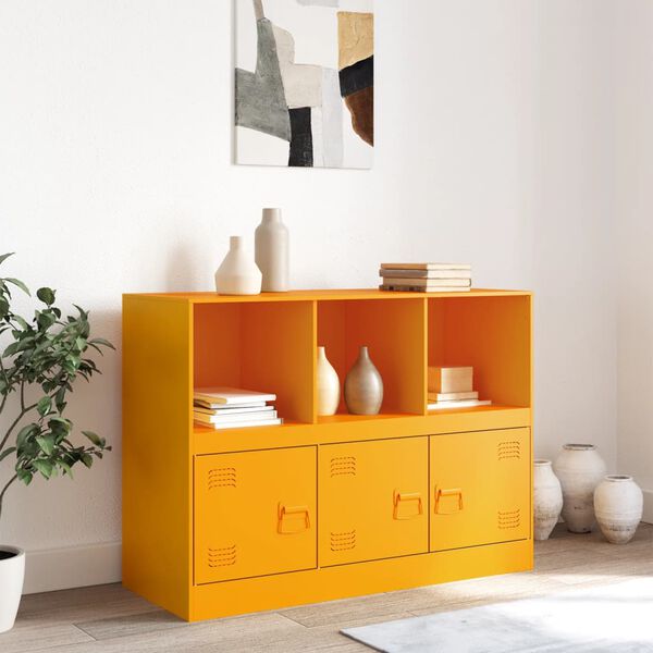 vidaXL Buffet jaune moutarde 99x39x73 cm acier