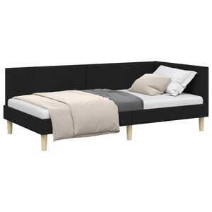 vidaXL Cadre de lit d'angle Noir 90 cm x 190 cm Tissu et Contreplaqu&eacute;