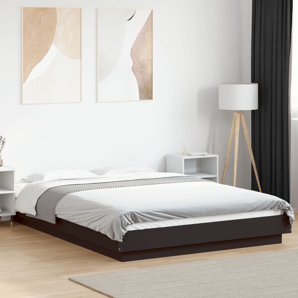 vidaXL Cadre de lit sans matelas noir 135x190 cm