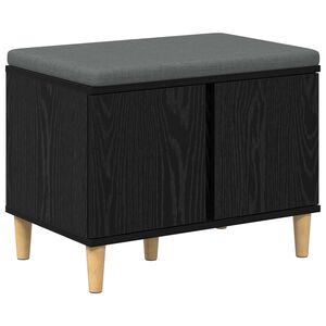 vidaXL Banc d'entr&eacute;e avec coussin Ch&ecirc;ne Noir 60 x 38 x 46 cm
