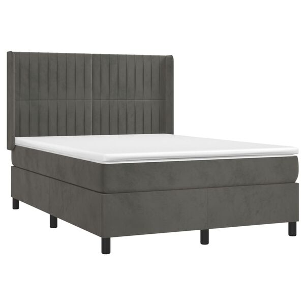 vidaXL Sommier &agrave; lattes de lit matelas et LED Gris fonc&eacute; 140x190 cm