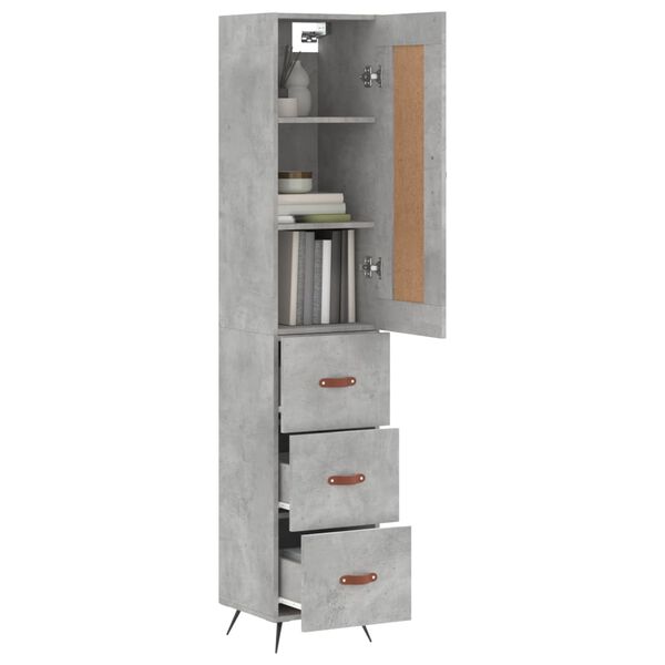 vidaXL Buffet haut Gris b&eacute;ton 34,5x34x180 cm Bois d'ing&eacute;nierie