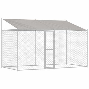 vidaXL Cage pour chien avec toit Argent&eacute; 400 x 200 x 256 cm