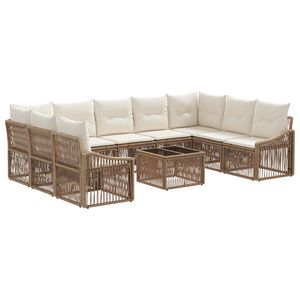 vidaXL Ensemble de canap&eacute; de jardin 10 pc Beige polyrotin