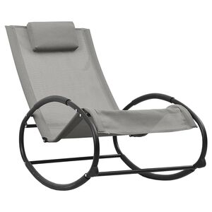 vidaXL Chaise longue avec oreiller acier et textil&egrave;ne gris