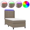 vidaXL Sommier &agrave; lattes de lit matelas et LED Taupe 100x200 cm Tissu